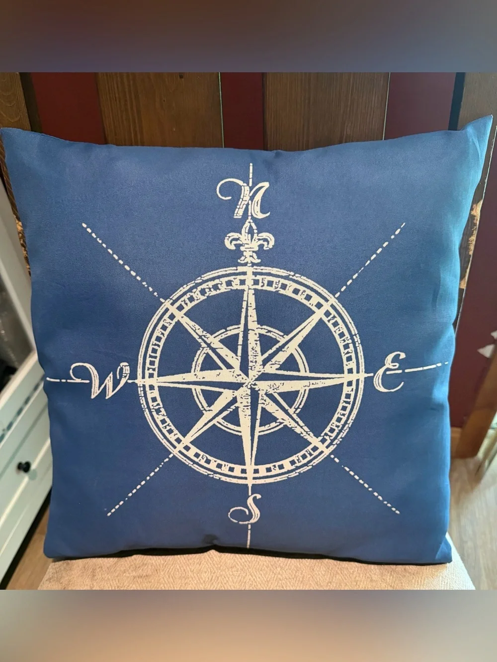 Nautical Compass Decorative Pillow - Blue